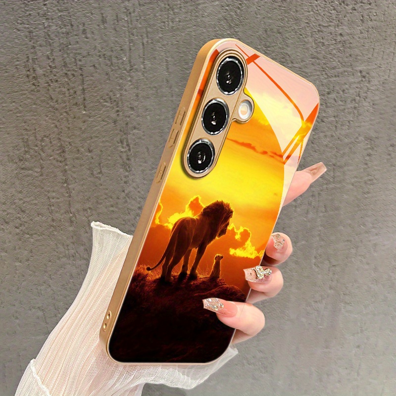 Samsung Galaxy S24 - 트와일라이트 레이디라이언과 아기 사자 무늬 유리